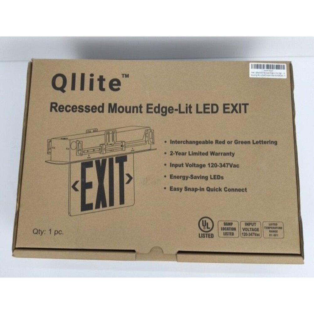 QLLITE‎ RECESSED MOUNT EDGE-LITE LED EXIT SIGN NEW